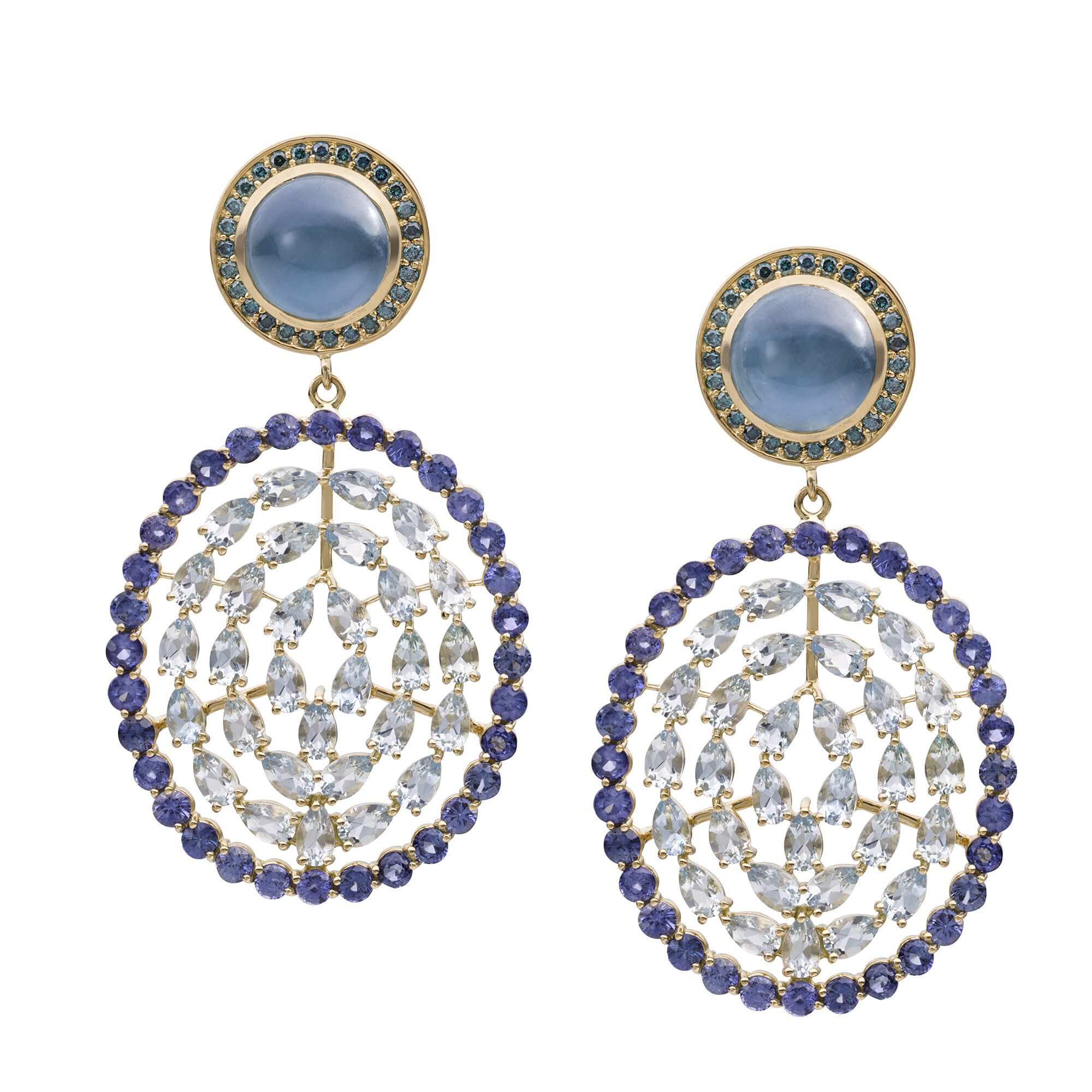 Aquamarine and Sapphire Earrings