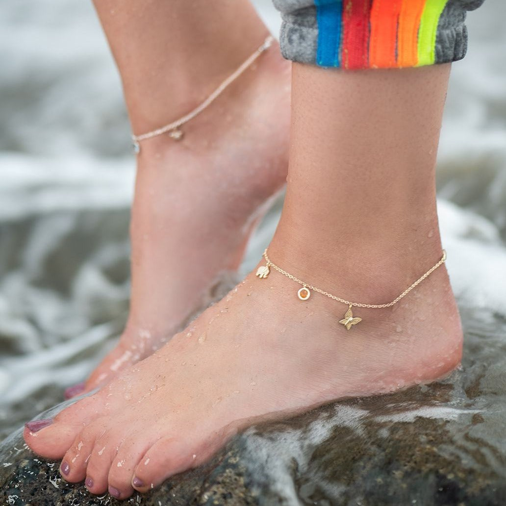 gold charm anklet