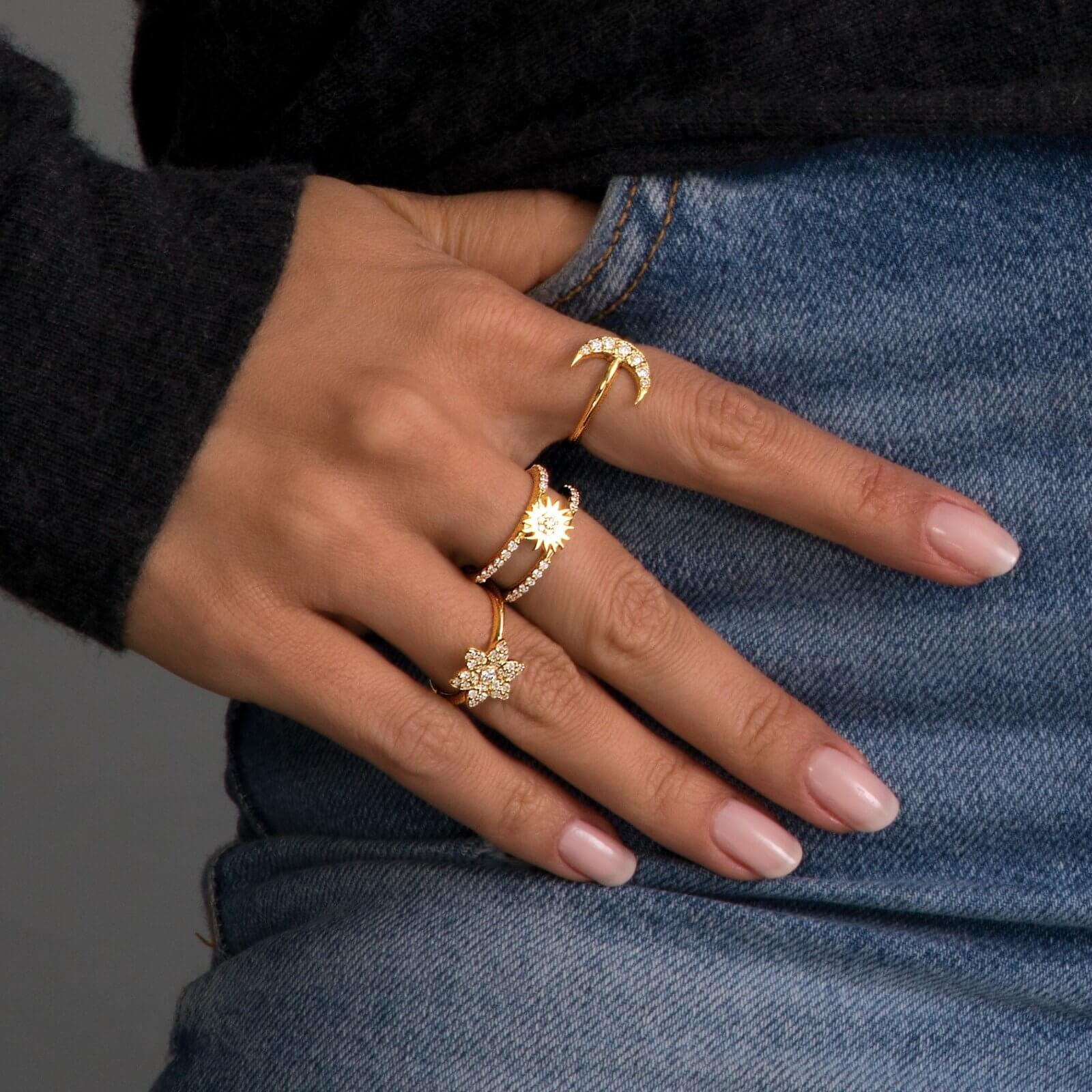 sun ring gold with diamonds